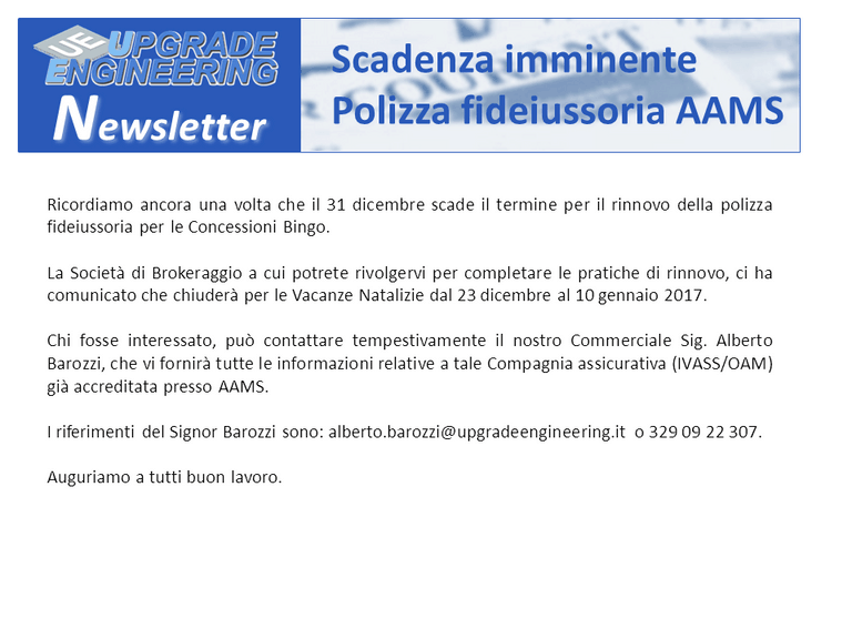 Newsletter 12/12/2016